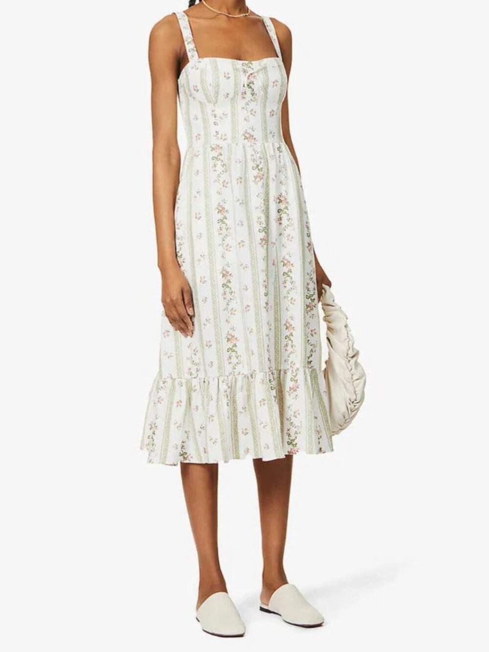Reformation Maegan Midi Linen Dress Heath Floral Prairie Cottagecore 6 - Picture 4 of 12